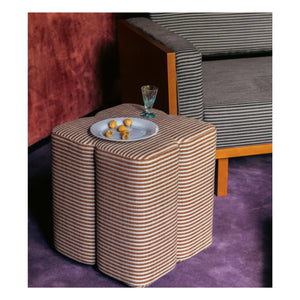 The Socialite Family - Fiori pouf in striped fabric | Brown