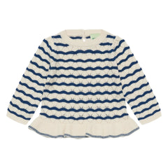 FUB - Camiseta Pointelle "Waves" de lana merino para bebés | Marfil