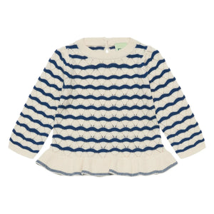 FUB - Camiseta Pointelle "Waves" de lana merino para bebés | Marfil