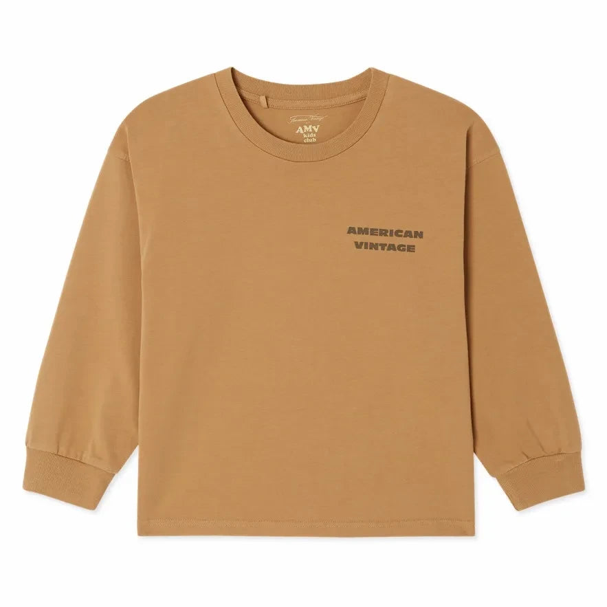 American Vintage - Fizvalley Logo Uzun Kollu Tişört | Camel