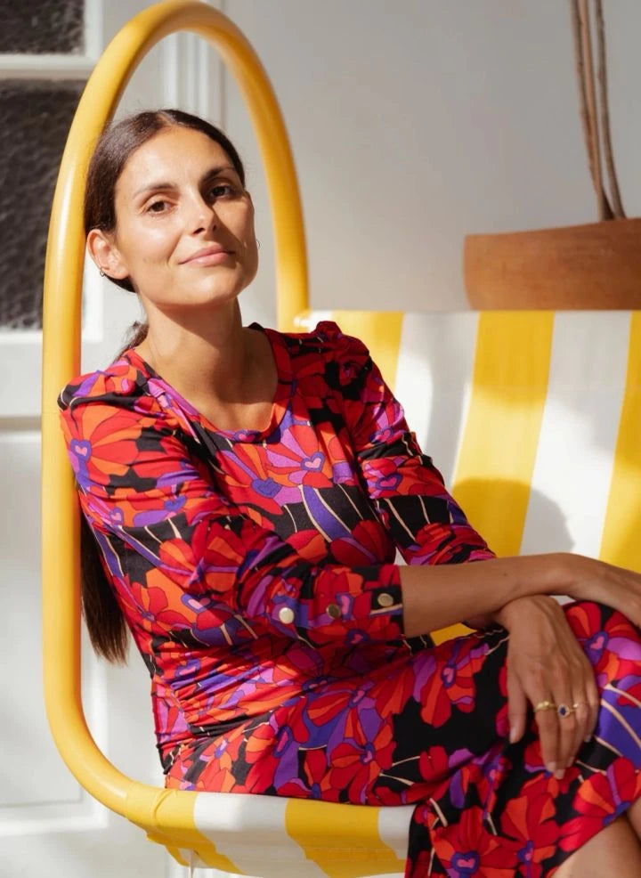 Paloma Collection - Thelma Flower Power Hamile Elbisesi | Kırmızı