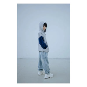 Repose AMS - Organic Cotton Tricolor Zip-up Sweatshirt | Gray