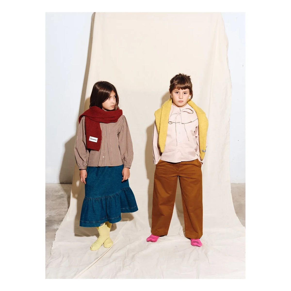 Tangerine - Kareli Fiyonklu Bluz | Kahverengi