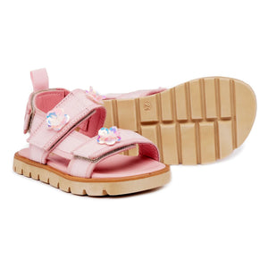 Pèpè - Floral Double Striped Sandals | White