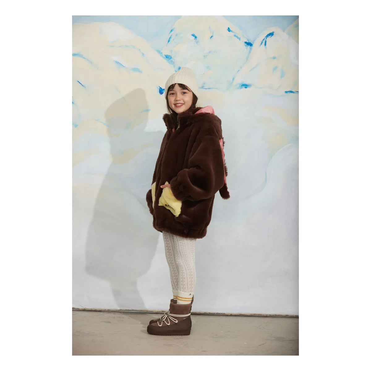 Mini Rodini - Kunstpelzjacke mit Hasenohren, recycelte Fasern | Braun