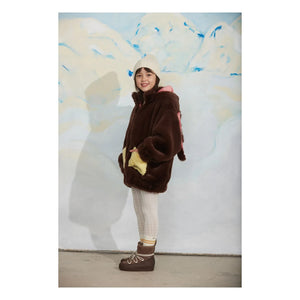 Mini Rodini - Kunstpelzjacke mit Hasenohren, recycelte Fasern | Braun
