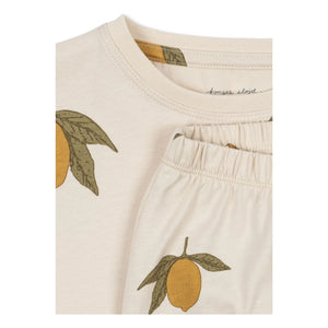 Konges Sløjd - Conjunto de camiseta y pantalón corto de algodón orgánico en color limón y crudo