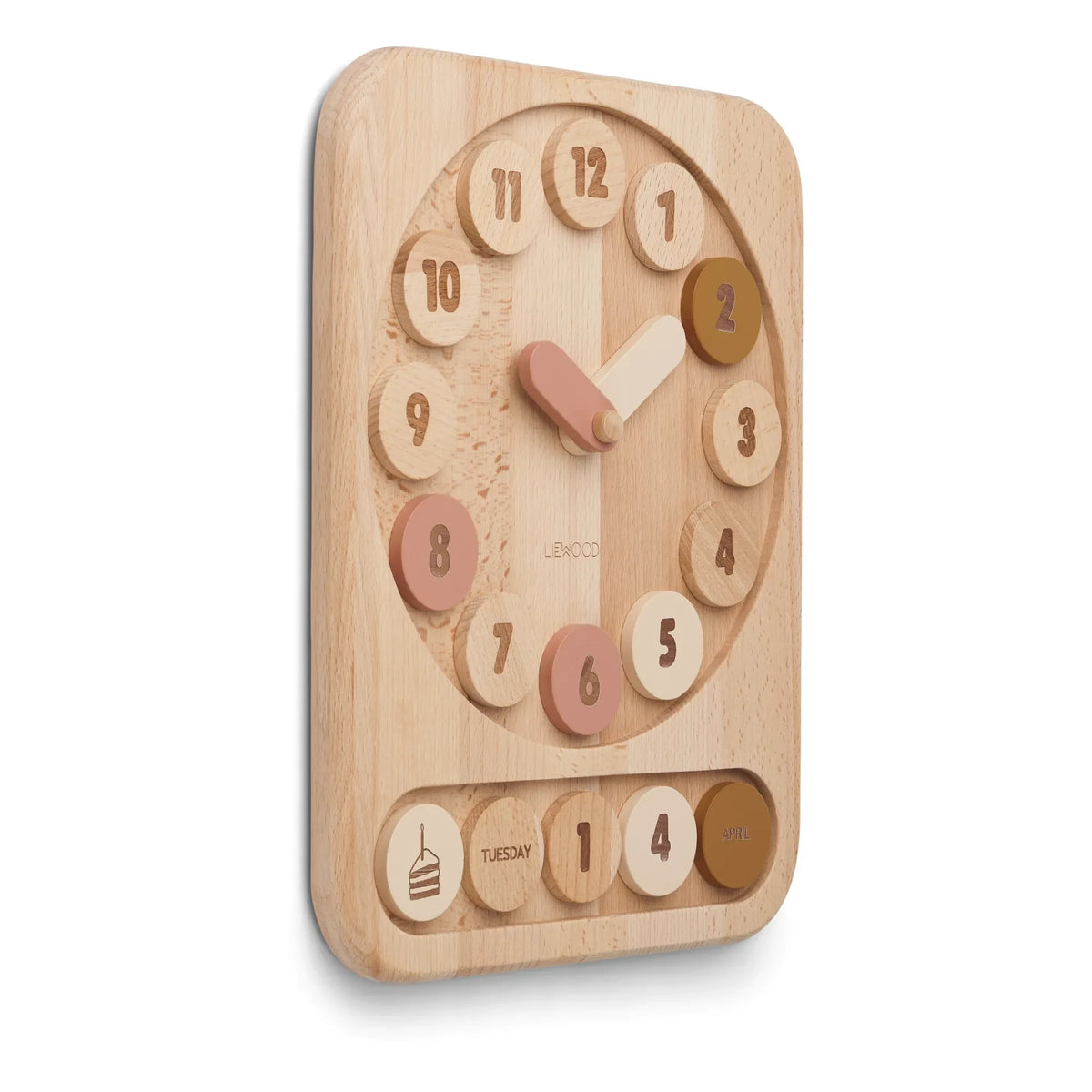 Liewood - Reloj de aprendizaje de madera Yelena | Rosa