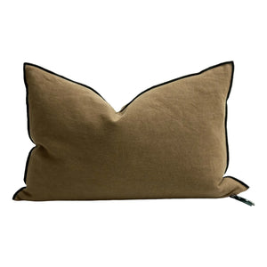Maison de Vacances - Vice Versa Black Line Almohada de Lino Lavado a la Piedra | Bronce