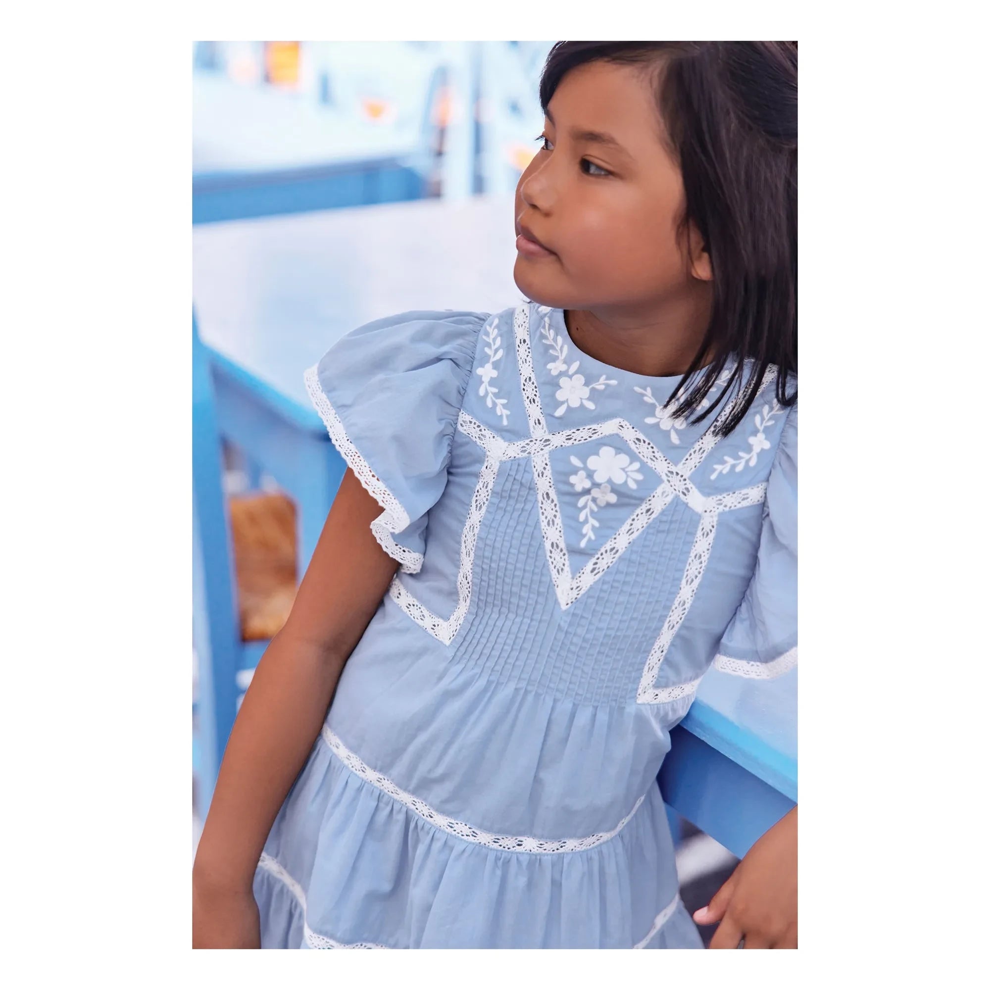 Tartine et Chocolat - Spitzenkleid mit Rüschen | Azure Blue