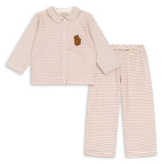 Konges Sløjd - Pijama de algodón orgánico a rayas Pio | Rojo