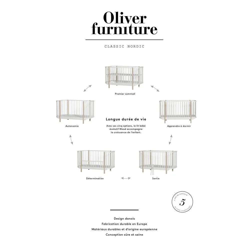 Oliver Furniture - Ahşap Uzatılabilir Karyola - 70 x 140 cm - Meşe