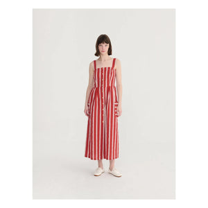 Bobo Choses - Striped Spanish Sleeve Dress Organic Cotton | Brick Red
