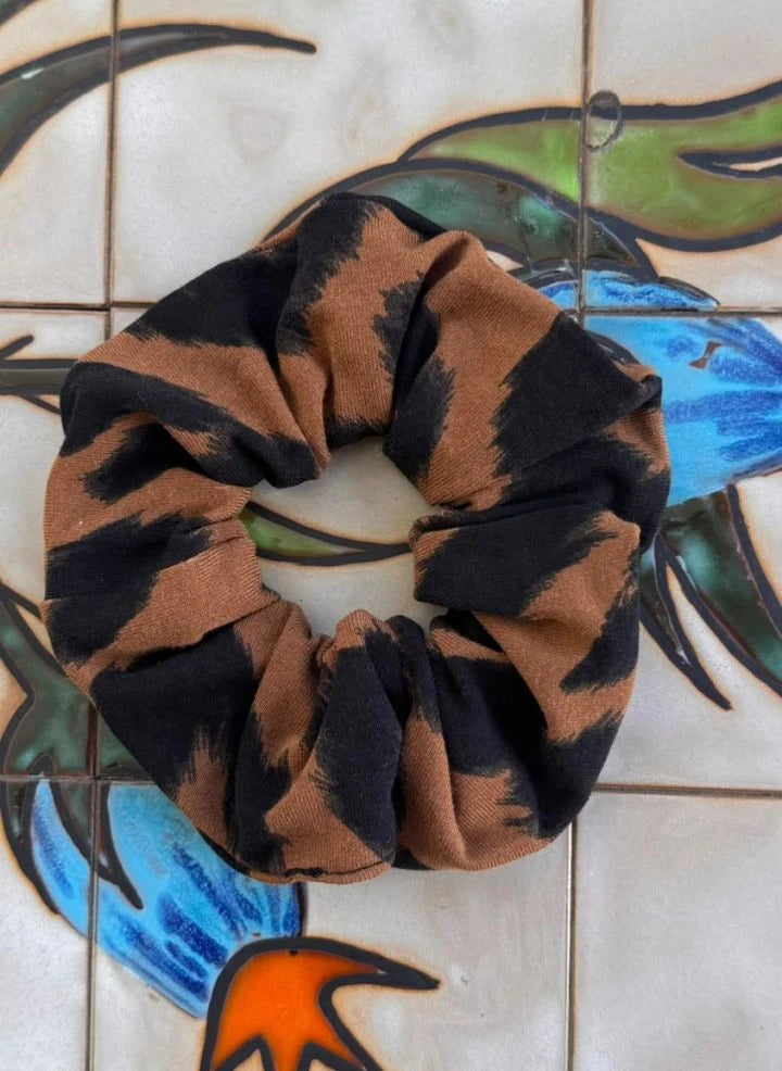 Paloma Collection - Leopar Desenli Kış Scrunchie | Kahverengi