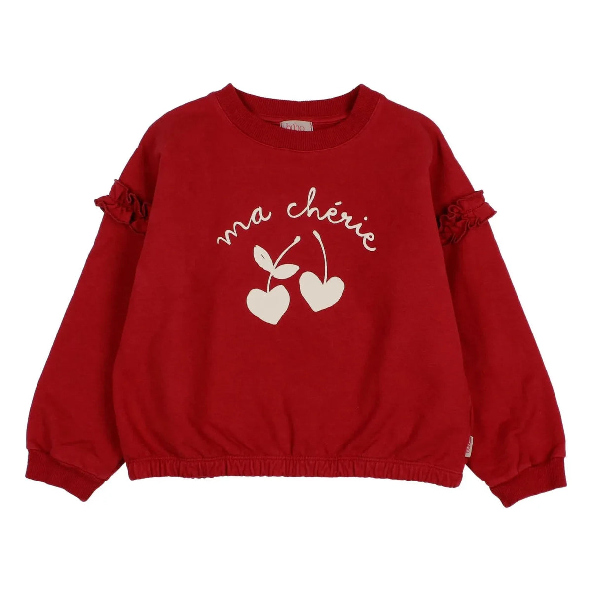 Búho - Ma Chérie organik pamuk sweatshirt | Kiraz kırmızısı