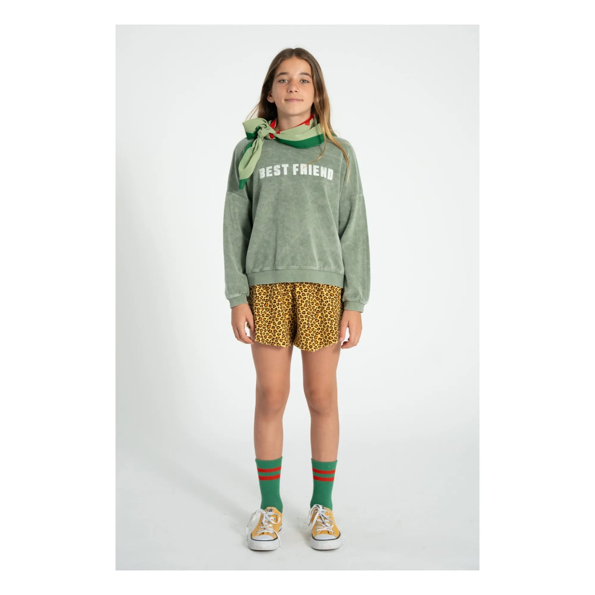Piupiuchick - Best Friend organik pamuklu havlu sweatshirt | Koyu yeşil