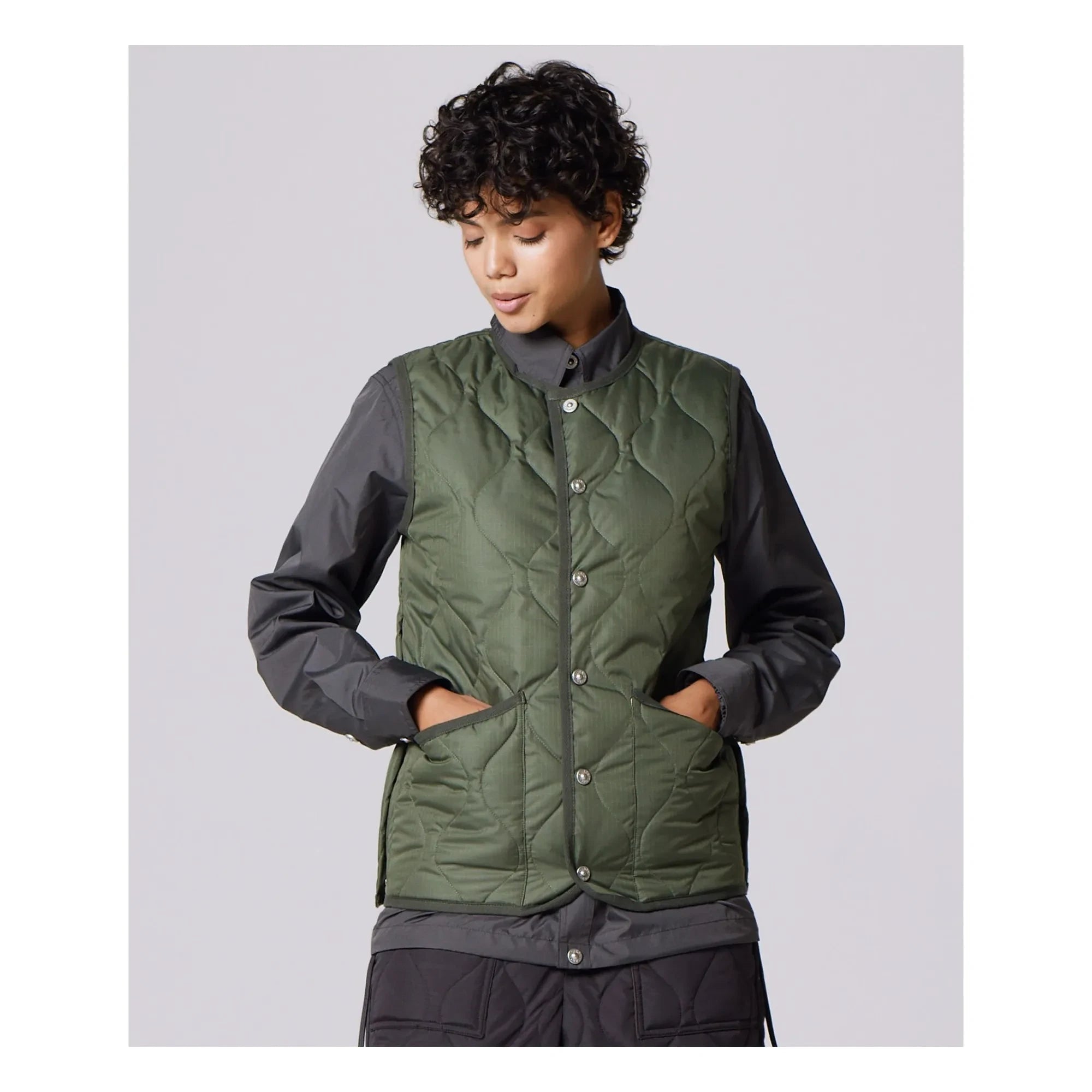 Taion - Unisex Askeri Kolsuz Yelek | Koyu haki
