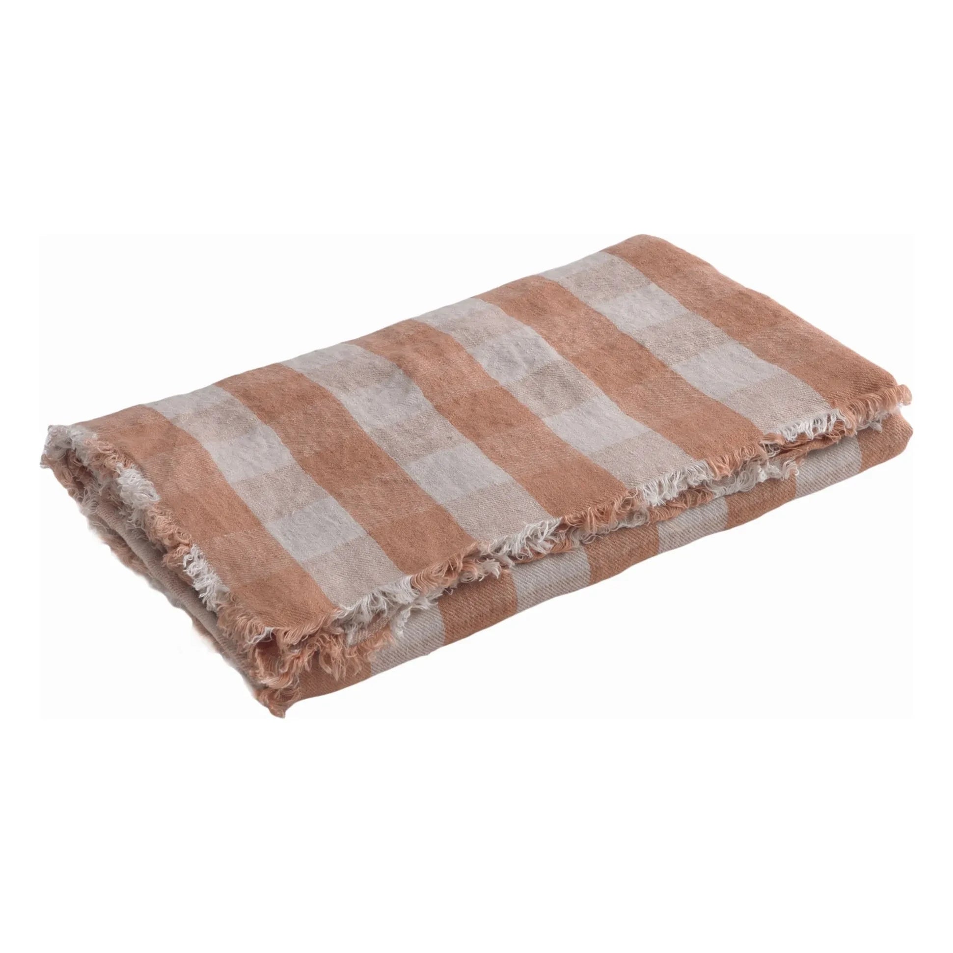 Maison de Vacances - Yıkanmış keten Vichy Cottage battaniye | Terracotta