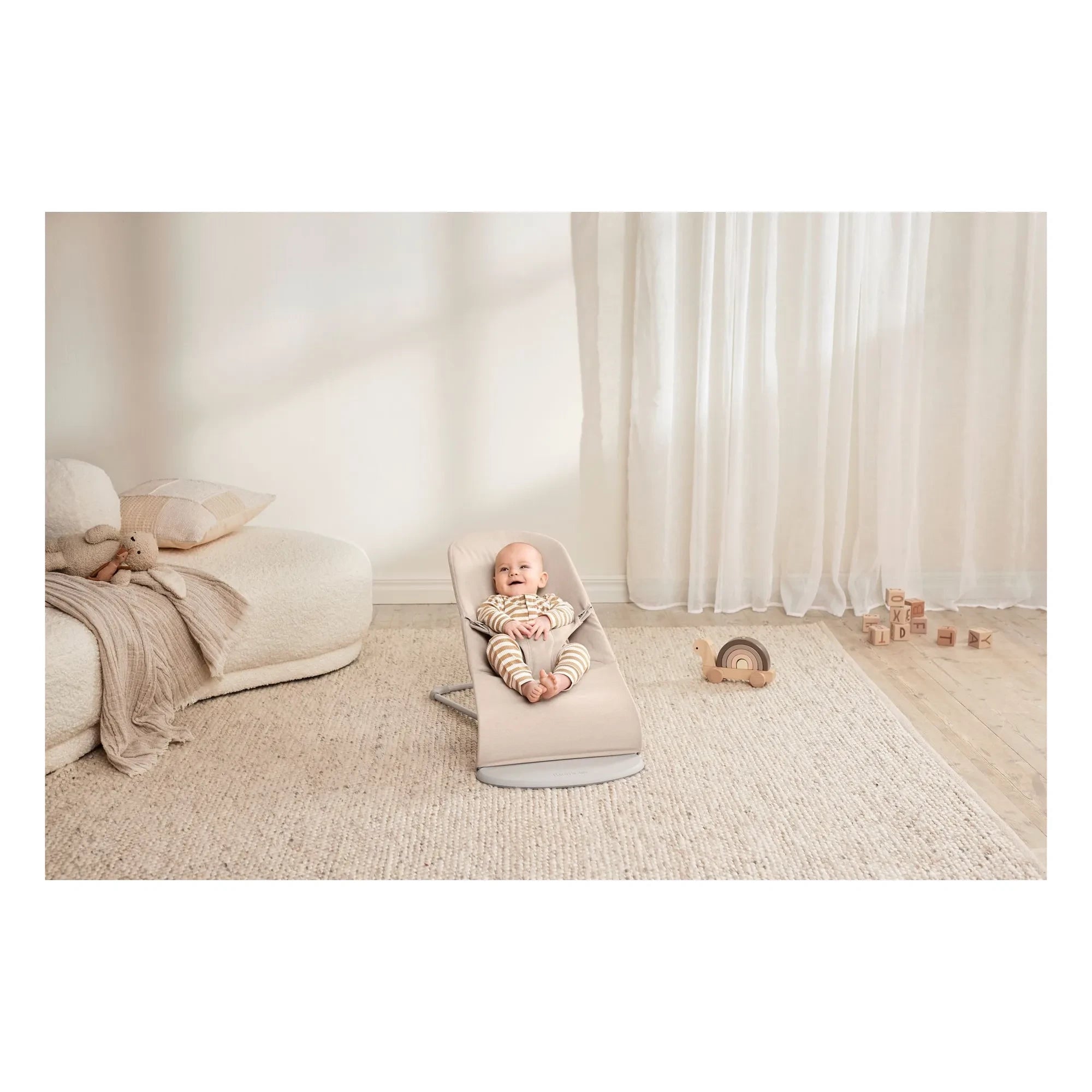 BabyBjörn - Alacalı dokuma jarse kumaşta Bliss şezlong | Bej