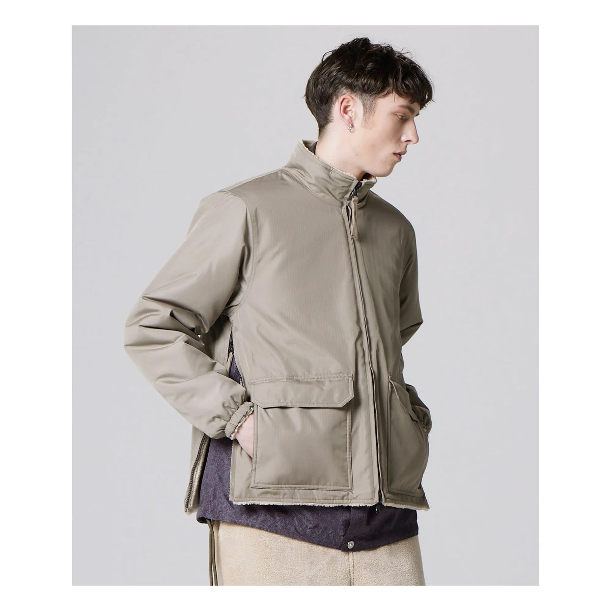 Taion - Chaqueta militar reversible, cuello alto | Moca