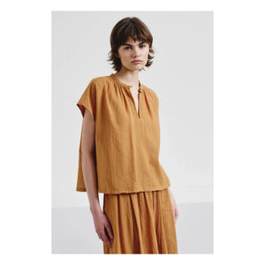 Pomandère - Short sleeve blouse Organic cotton gauze | Apricot
