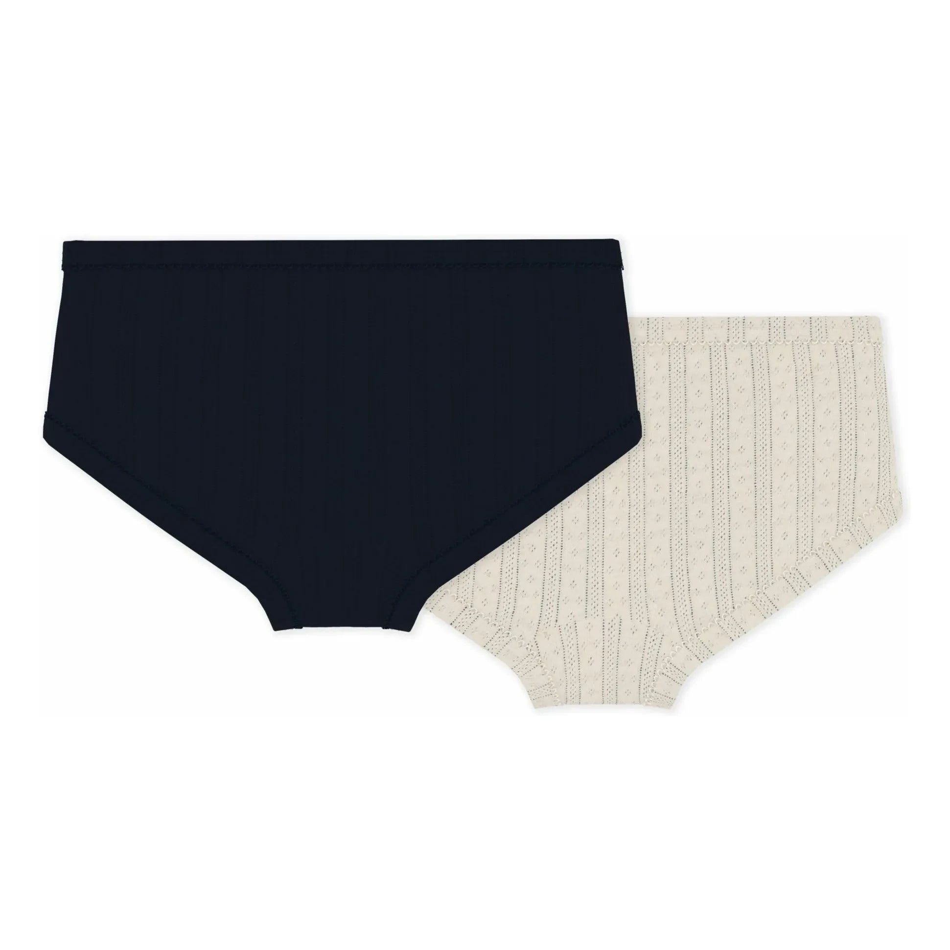Petit Bateau - 2’li yüksek belli ajurlu külot seti | Ecru