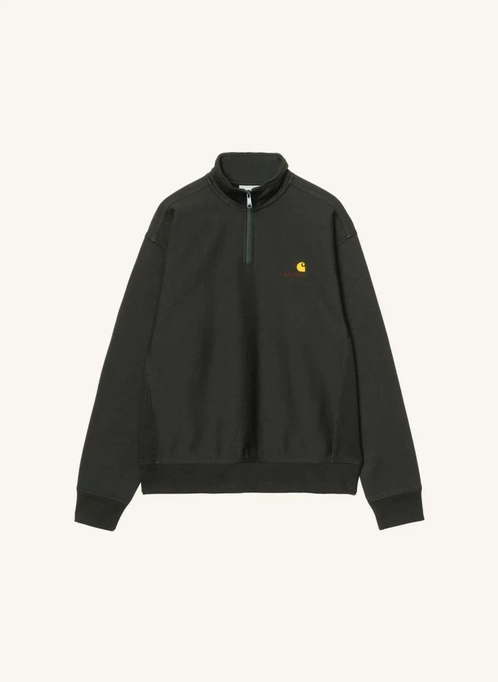 Carhartt WIP - American Script Sweatshirt mit halbem Reißverschluss | Schwarz