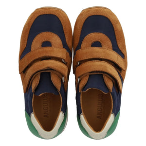 Angulus - Çift Çizik Renk Bloklu Süet Sneakers | Kamel