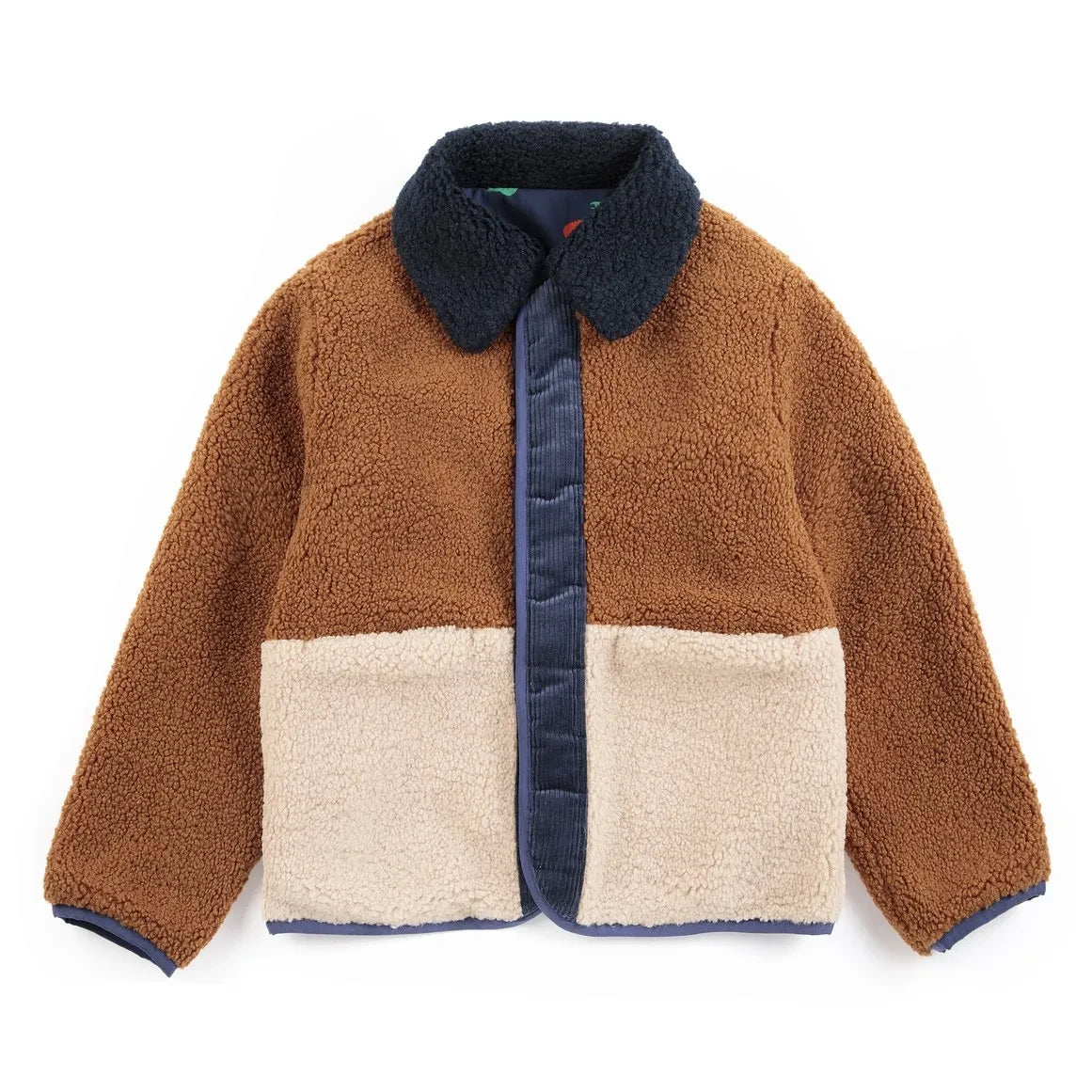Bobo Choses - Chaqueta sherpa reversible de fibras recicladas | Azul marino