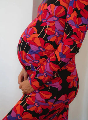 Paloma Collection - Thelma Flower Power Hamile Elbisesi | Kırmızı