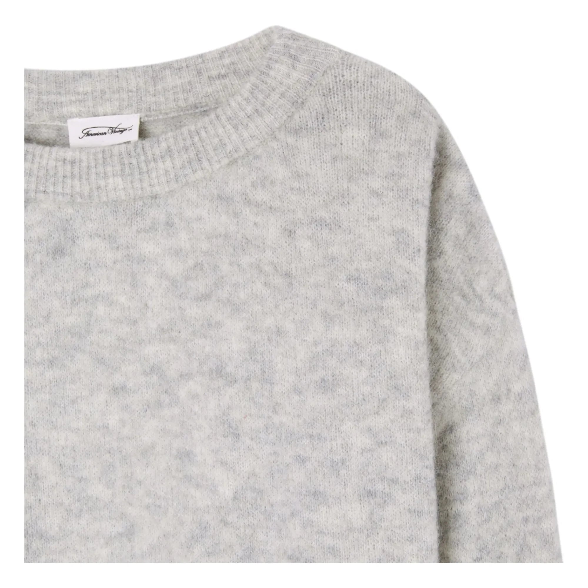 American Vintage - Vitow Alpaka ve Yün Boatneck Kazak | Açık kırçıllı gri