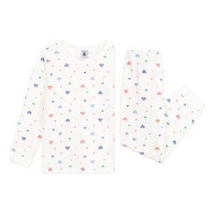 Petit Bateau - Kalpler Pijama Takımı Organik Pamuk | Beyaz