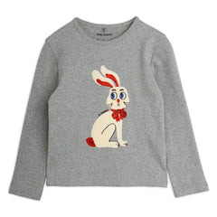 Mini Rodini - Bio-Baumwoll-T-Shirt mit Hasenapplikation | Grau Melange