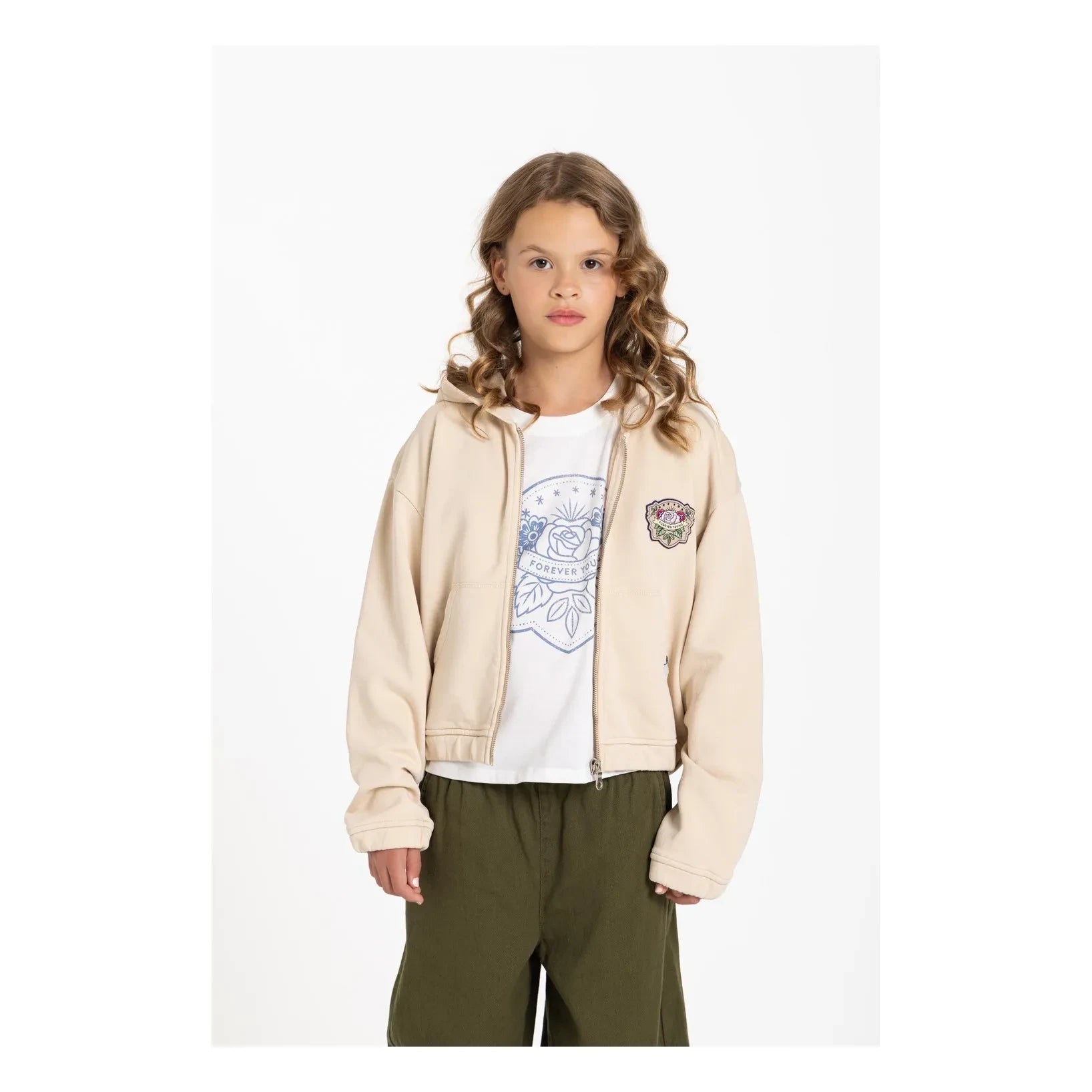 Hundred Pieces - Blush Forever Organik Pamuklu Fermuarlı Sweatshirt | Krem
