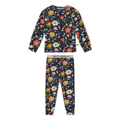 Petit Stella - Çiçek Desenli Pima Pamuk ve Modal Pijama | Siyah