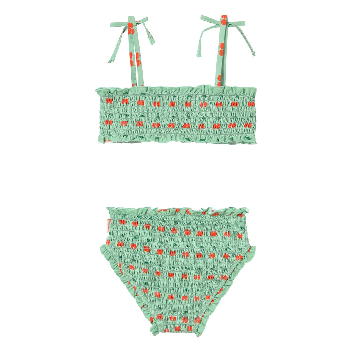 Tinycottons - Bañador con volantes Cherry | Agua verde