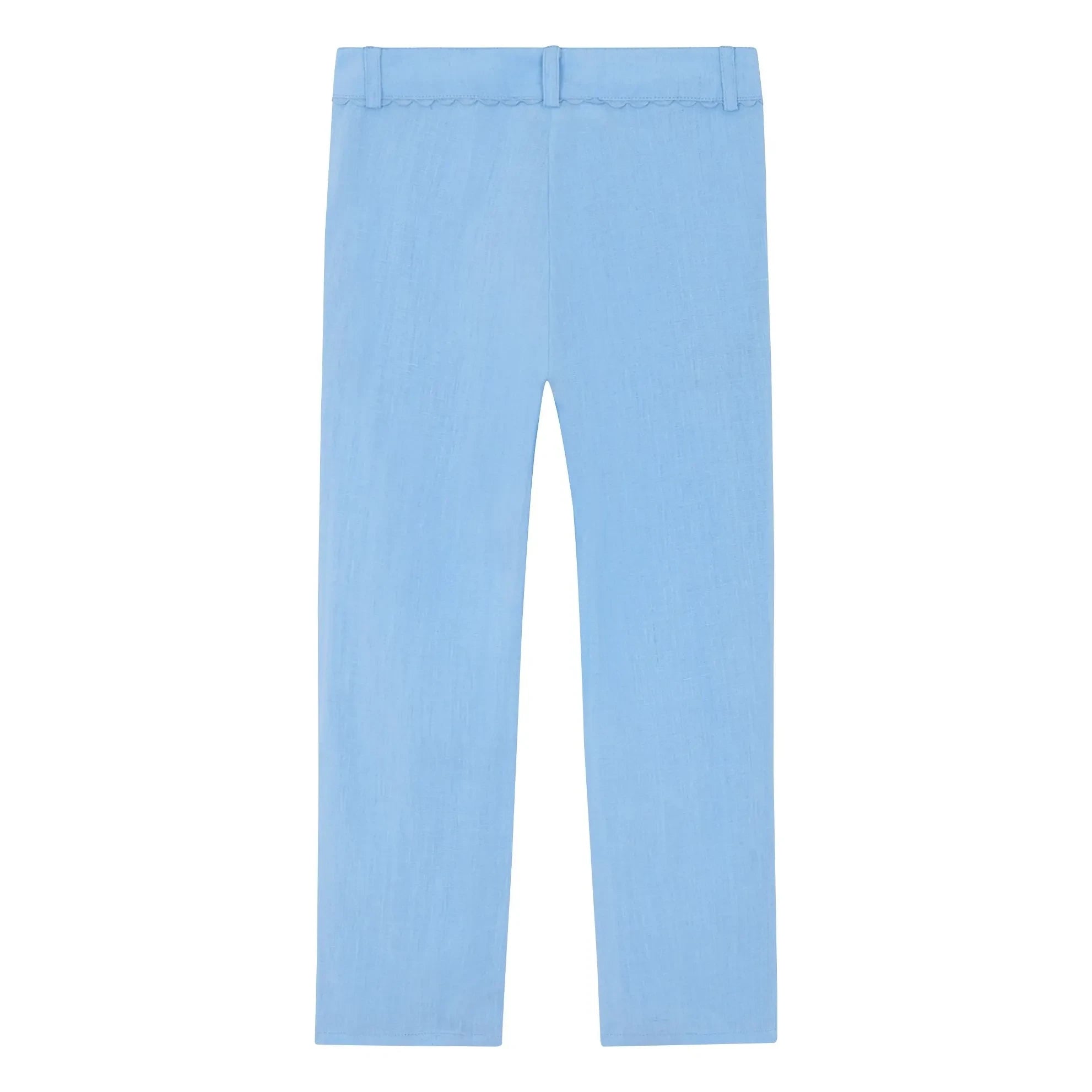 Tartine et Chocolat - Linen Ruffle Pants with Pockets | Light blue