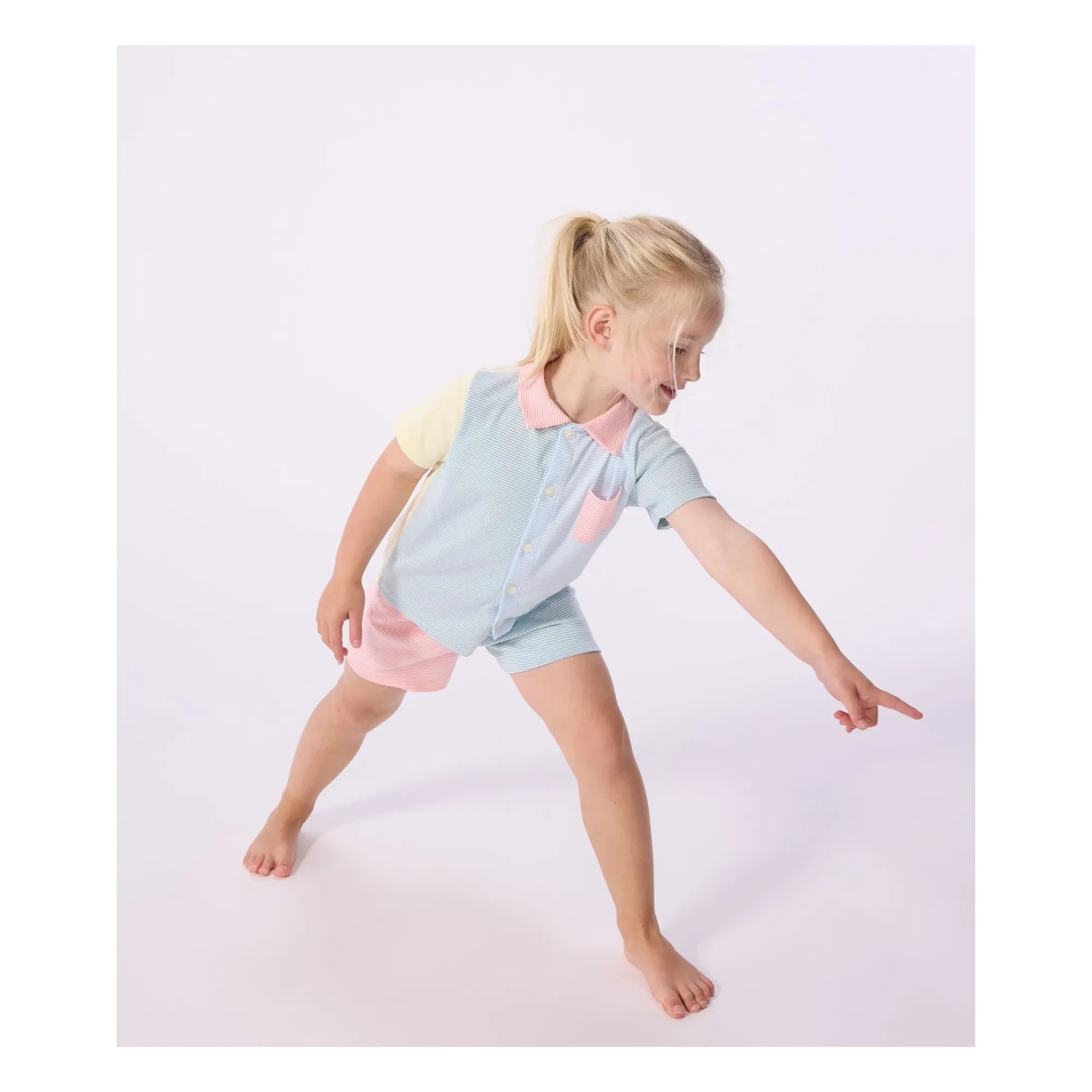 Petit Bateau - Millerais Renk Bloklu Kısa Pijama | Mavi