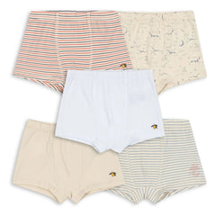 Konges Sløjd - 5er Pack Gestreifte Boxer Slips aus Bio-Baumwolle | Beige