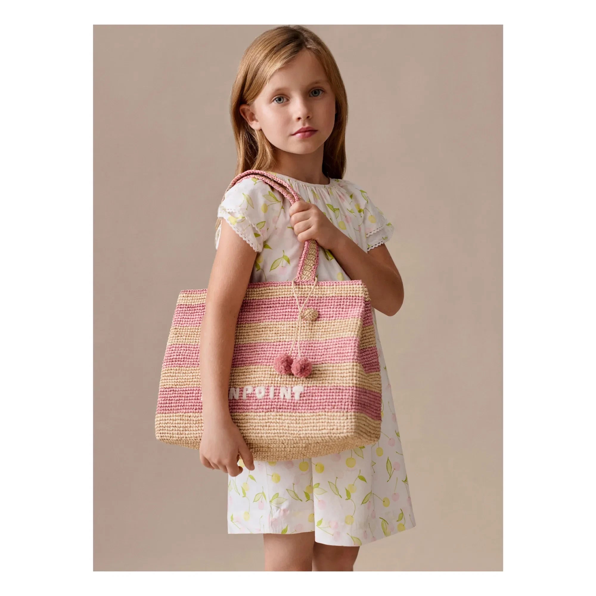 Bonpoint - Salome Cerises Kleid aus Bio-Baumwollpopeline | Ecru