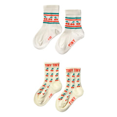Tinycottons - 2 Çift Kiraz Çorap Seti | Soluk Sarı