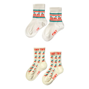 Tinycottons - 2 Çift Kiraz Çorap Seti | Soluk Sarı