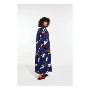 Mapoésie - Eulalie Pavot Baumwoll Popeline Kleid | Blau