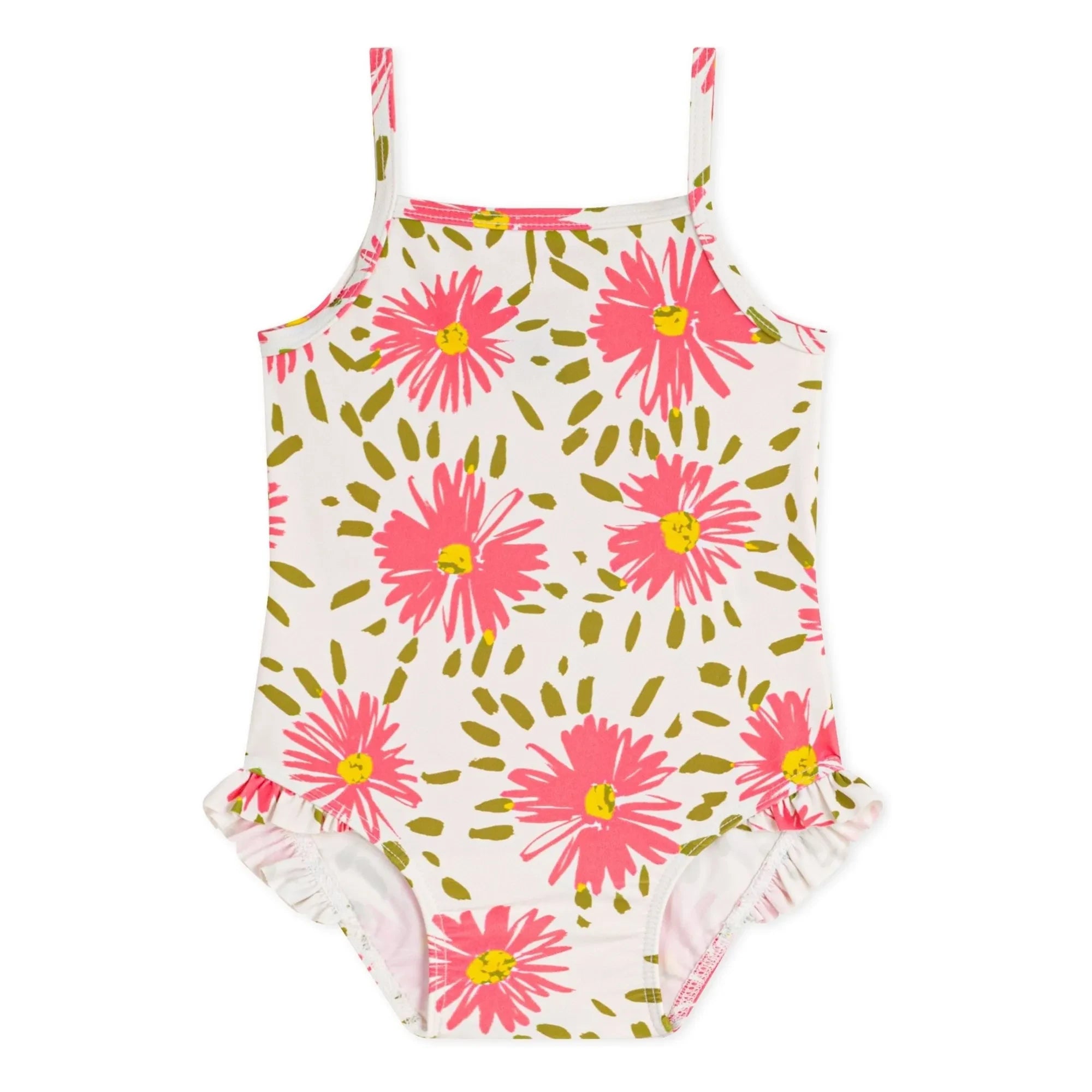 Petit Bateau - Çiçek Desenli Bebek Mayosu | Beyaz