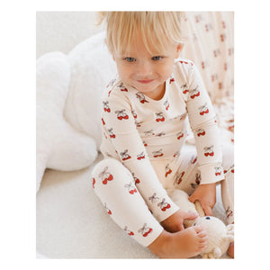 Quincy Mae - Bambus-Kirsch-Pyjama | Beige