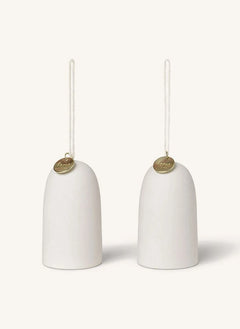 Ferm Living - Seramik Noel Çanları - 2'li Set | Beyaz