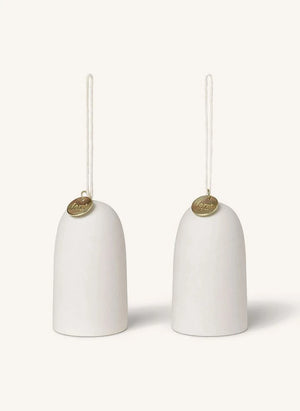Ferm Living - Seramik Noel Çanları - 2'li Set | Beyaz