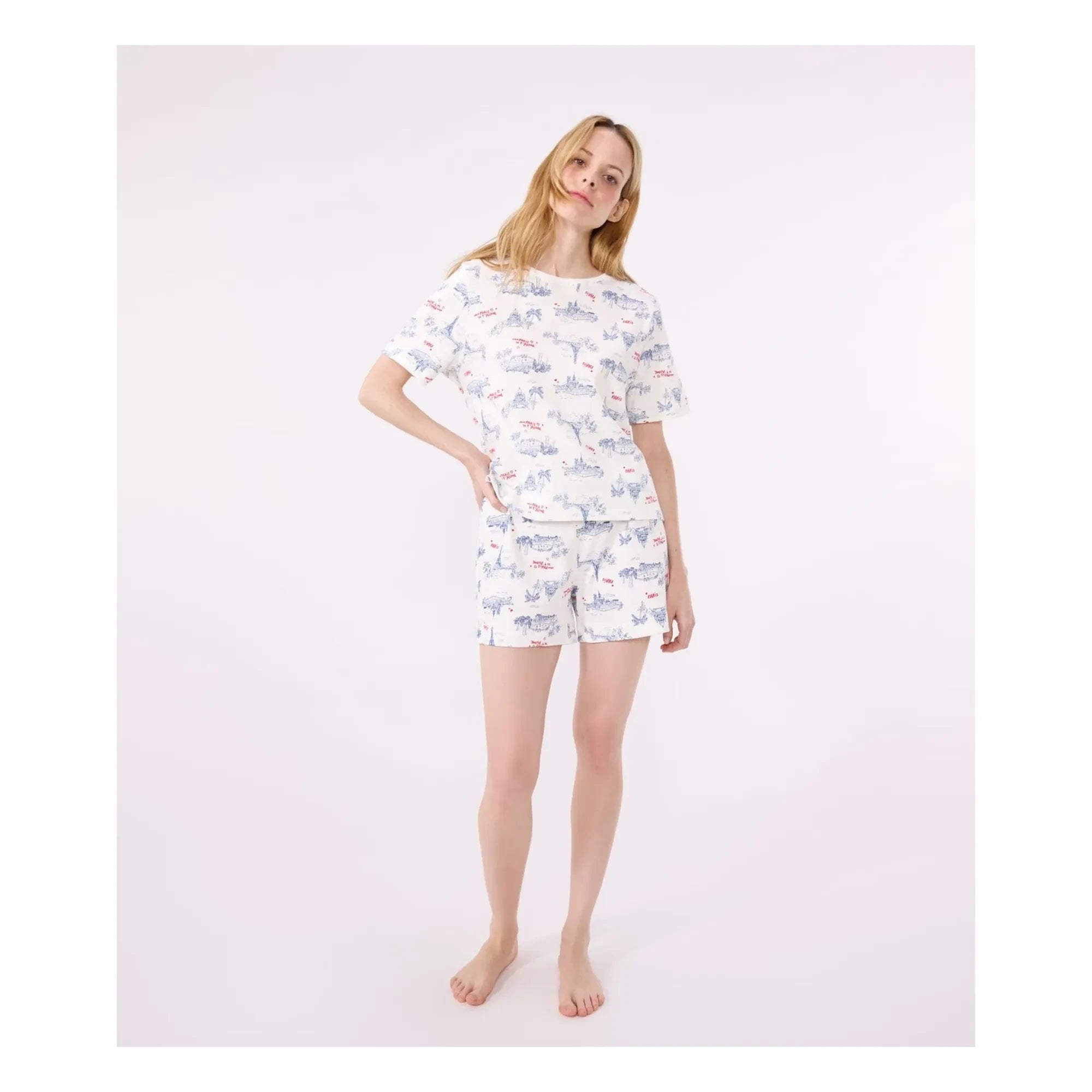 Petit Bateau - Kırık Organik Pamuklu Pijama Şortu | Ecru