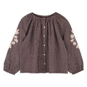 Jenest - Coco Carreaux embroidered blouse | Burgundy