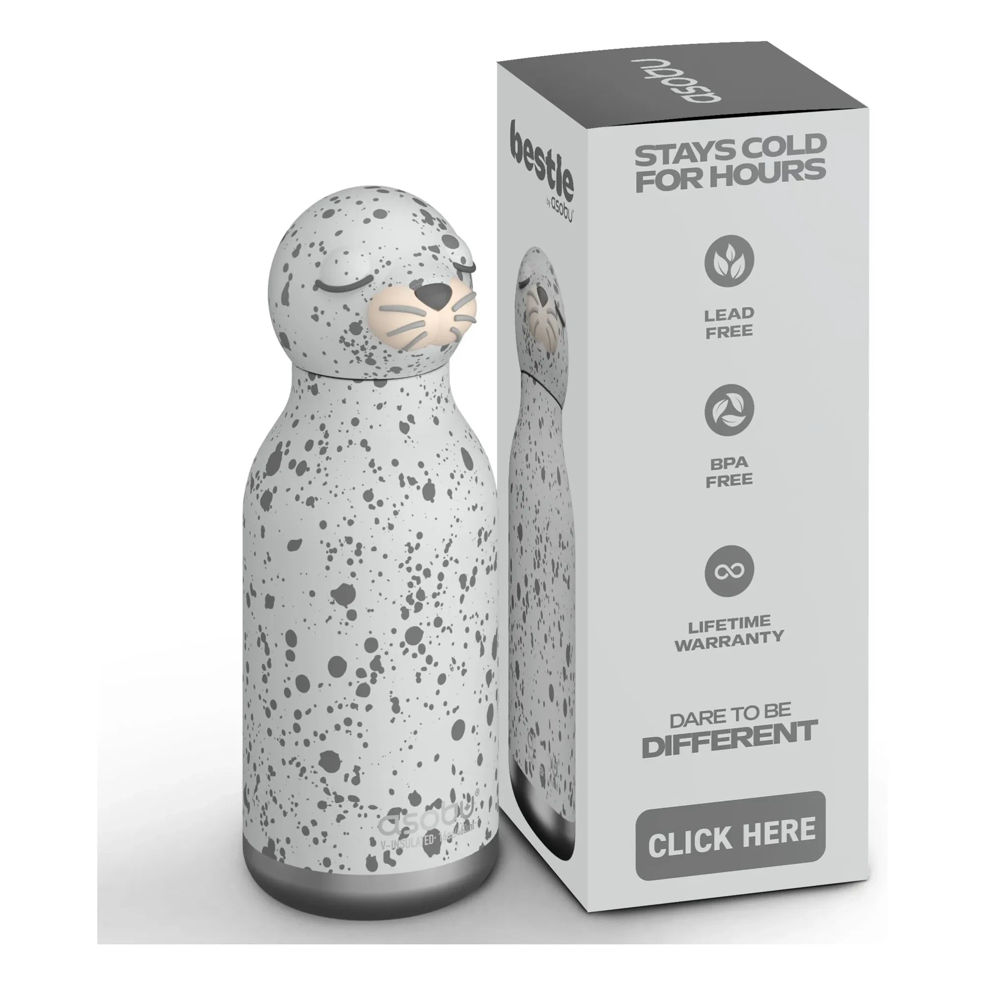 Asobu - Botella de agua de acero inoxidable Otarie | Gris